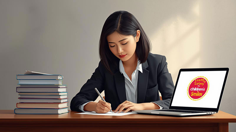 Giáo viên làm bài thi an toàn giao thông